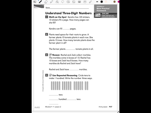 HMH Math Module 4 Homework Help 2nd grade