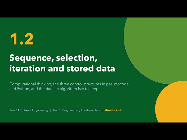 01.02: Sequence, Selection, Iteration and Stored Data in Algorithms (Year 11)