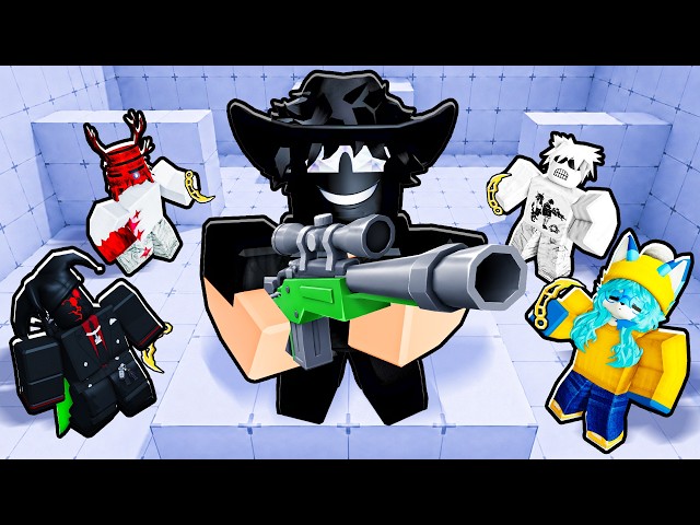 #1 SNIPER vs 4 KNIFE PROS in Roblox Rivals…