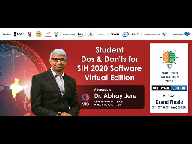 SIH 2020 Do's & Don'ts for Virtual Software Edition