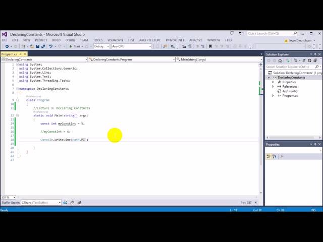Learn C# for beginners: 9 -  Declaring Constants