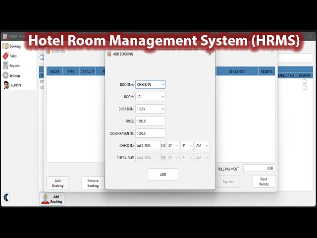 Hotel Room Management System (HRMS) | JAVA SWING, MYSQL