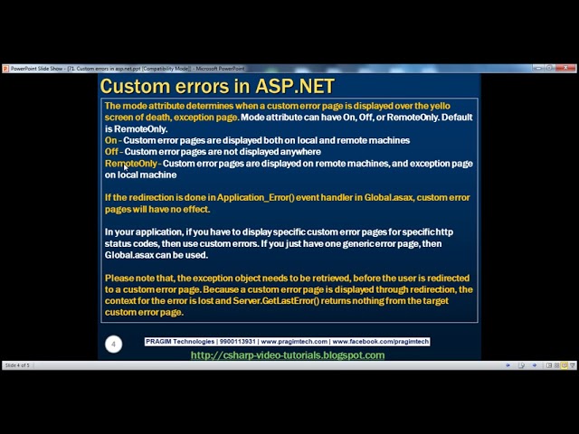 Custom errors in asp net Part 71