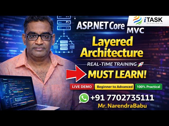 👉 Learn ASP.NET Core MVC Layered Architecture in 1 Video 🚀 (Real-Time Training) By Mr.Narendrababu