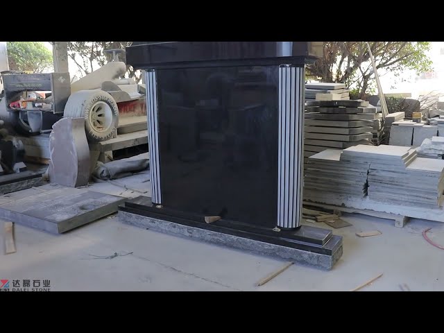 Black Granite Tombstone Upright Monument Simple Design