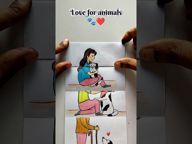 love for animals 🐾❤️ #drawing #art #shorts #cutestory