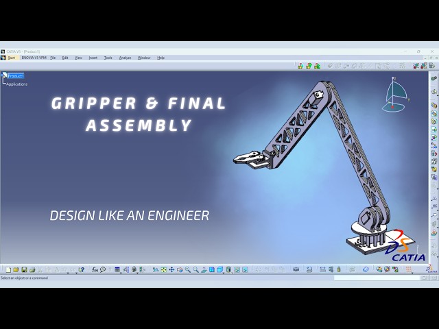 Gripper & Final Assembly – Small Arm Robot | CATIA V5 Design Series
