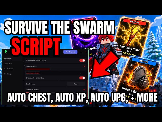 [ NEW ] Roblox Survive The Swarm OP Script | Auto Chest, Auto Upg, Anti Damage, Auto Play, + More