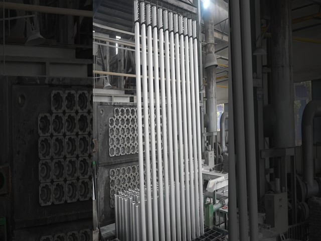 Process of producing ALUMINIUM BILLETS. A VIETNAM factory mass produces aluminium products.