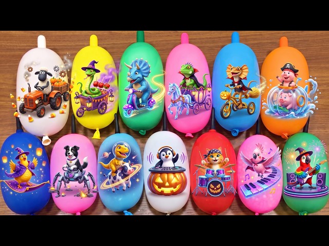 Making Slime with Funny Balloons: Learn Colors & Surprise Animals | Satisfying ASMR | Part 16