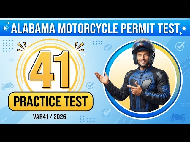 Pass the 2026 Alabama Motorcycle Permit Test 2 Var41 with real questions, answers, and rider safety.