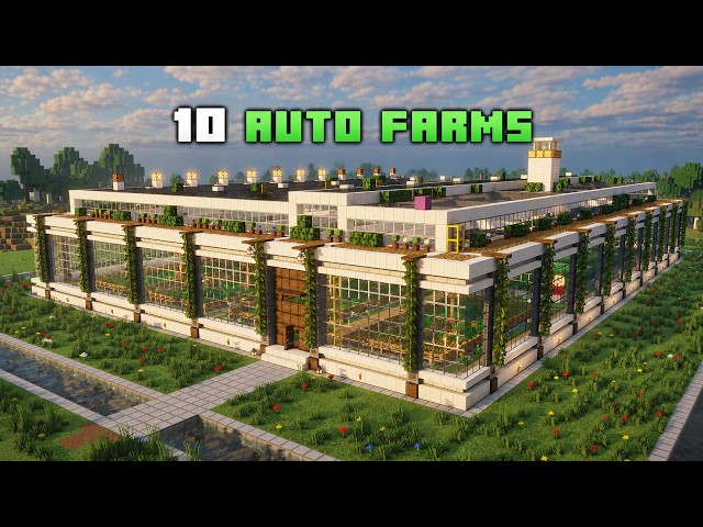 10 Automatic Farms in an INDUSTRIAL Greenhouse | Minecraft JAVA & Bedrock
