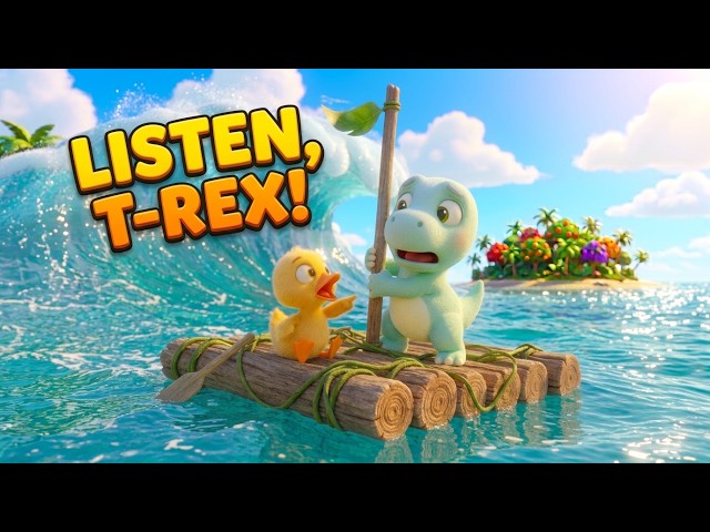 Baby T-Rex & Duck Build a Raft! 🦖🦆🌊 | Teamwork & Problem Solving Story for Kids
