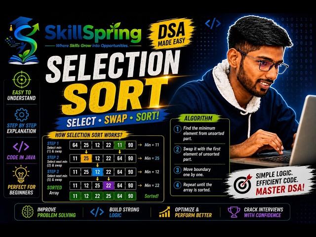 Selection Sort Algorithm Explained | DSA in Java | Step-by-Step
