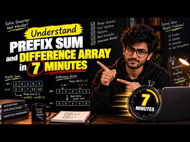 Understand  Prefix Sum and Difference Array : DSA in Java : Placement Interviews: Part 4