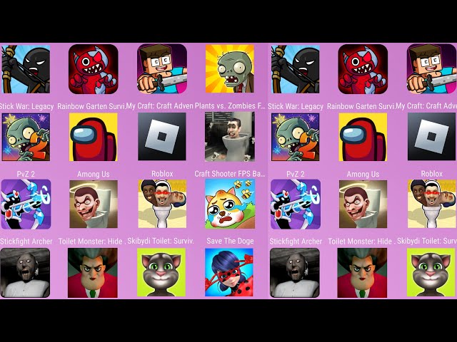 Save The Doge,Skibydi Toilet Master,Rainbow Garten Survivor,StickWar Legacy,Stickfight Archer.......