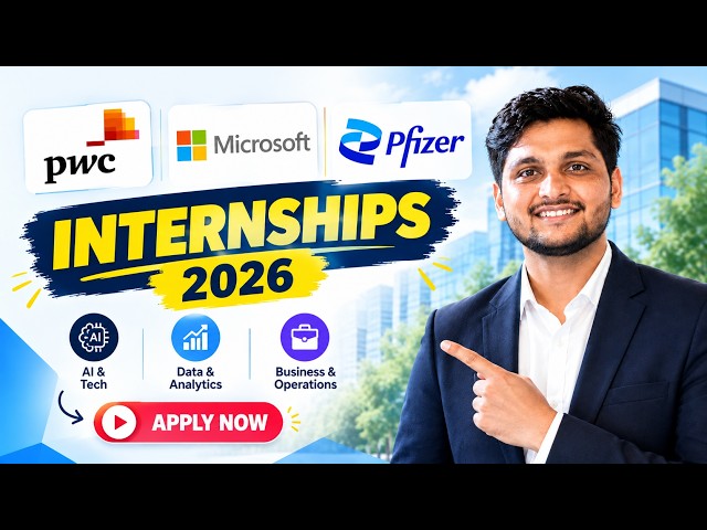 Don't Miss These 3 Internships! PwC, Microsoft & Pfizer Hiring | 3 BIG Companies Hiring