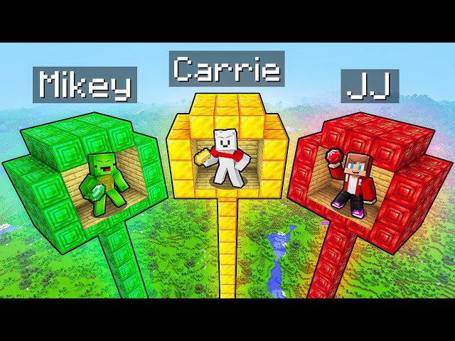 JJ vs Mikey vs Carrie: TREASURE TREE BATTLE in Minecraft - Maizen