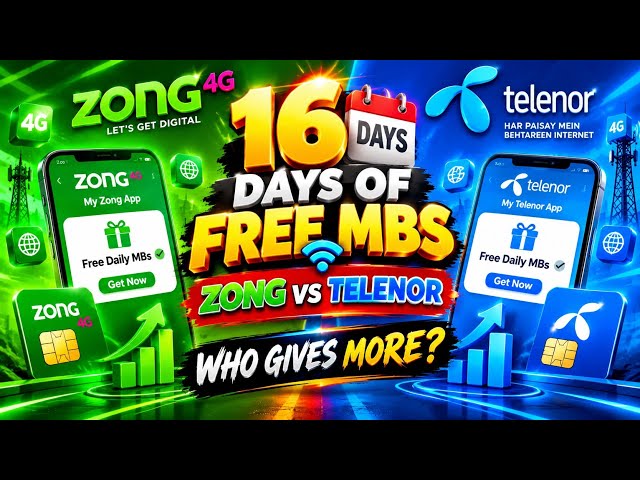 🔥 Zong vs Telenor: Day 16 FREE MBs — WHO GIVES MORE TODAY? 😱 | Daily Challenge