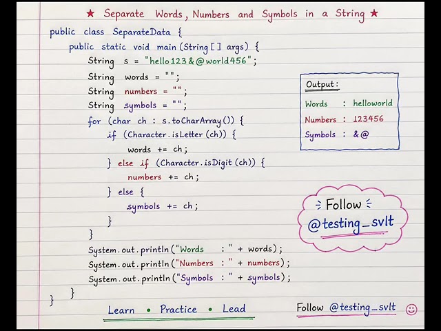 Java Interview Question: Separate Words, Numbers & Symbols #viral #viralvideo 