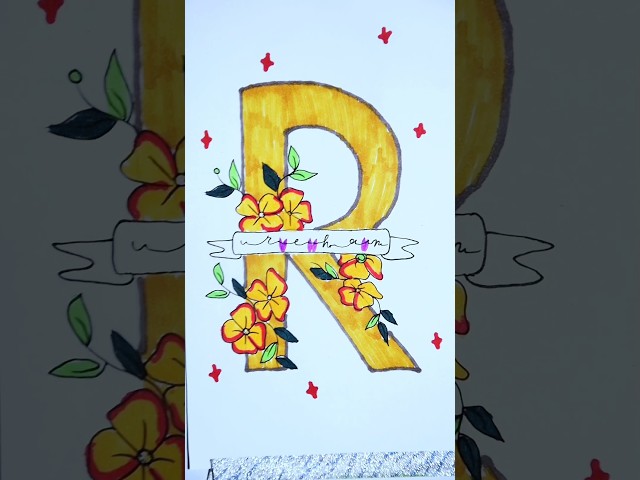 Beautiful Floral Letter Art | Easy & Creative Drawing ✨ | Arts Glow #Shorts