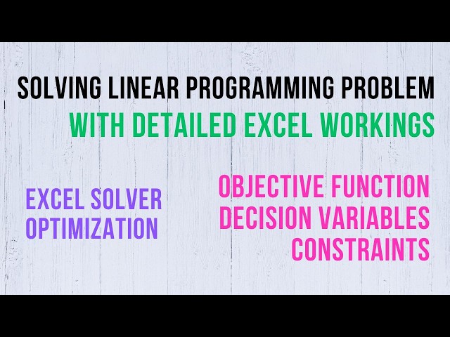 Solving Linear Programming Problem (LPP) using Excel Solver | Step-by-Step Tutorial