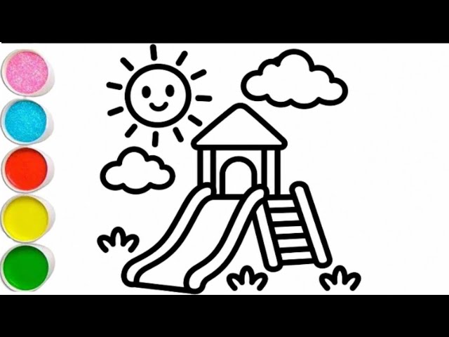🌈🛝 Cute Playground Coloring Page for Kids 🎨☀️ | Fun & Easy Coloring
