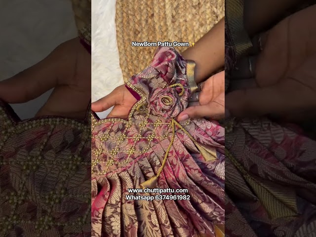 Product link: https://chuttipattu.com/products/pink-tissue-silk-pattu-gown-cpm0630