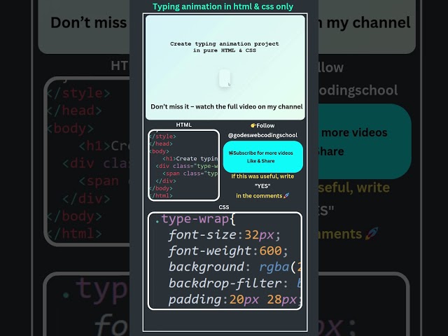 🔥 Typing Animation in HTML & CSS – No JavaScript! 🔥