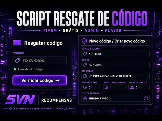 LIBEREI O MELHOR SCRIPT DE RESGATE DE CÓDIGO/RECOMPENSAS PARA FIVEM!