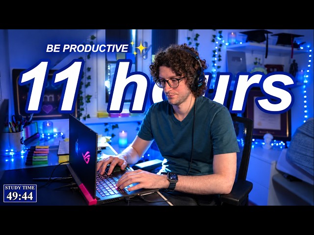 STUDY WITH ME LIVE | 11 HOURS ✨ Harvard Alumnus, Chill Work With Me, Rain Sounds, Pomodoro Timer