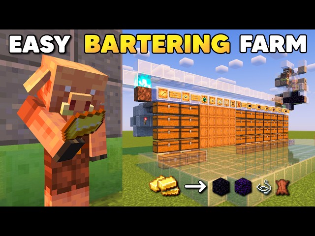 Minecraft Bartering Farm - Easy 32k/hr (Automatic Piglin Trading)