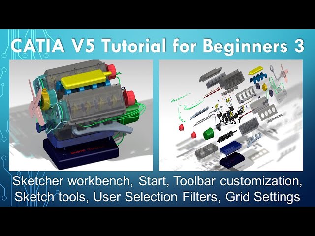 CATIA Tutorials - Sketcher, Toolbar customization, Sketch tools, Grid