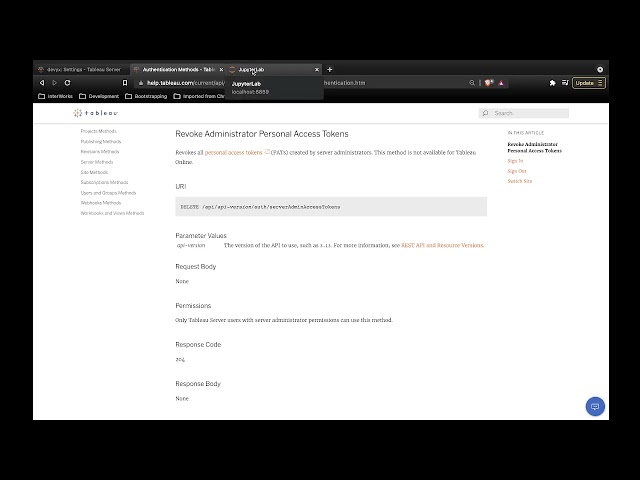 Revoke all personal access tokens on Tableau Server using the REST API and Python