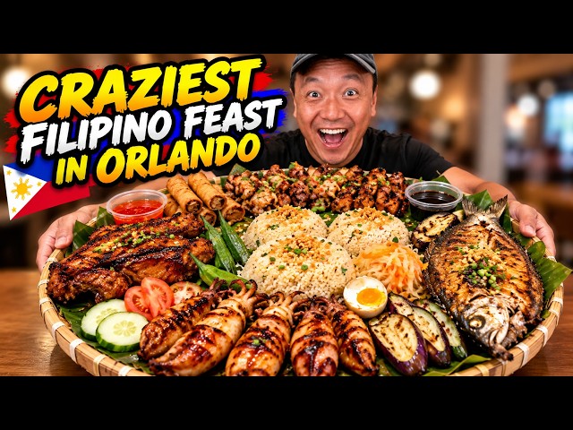 FILIPINO BILAO! Eating Florida's BIGGEST Tray of Filipino Food