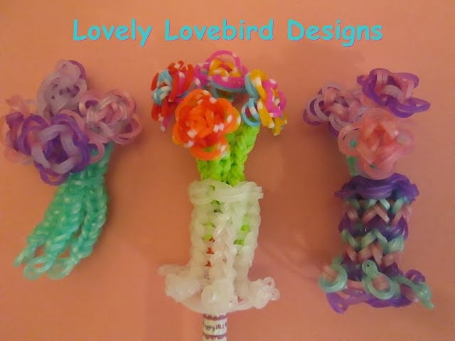 Rainbow Loom Flower Bouquet / Vase Pencil Topper. Mother's Day.