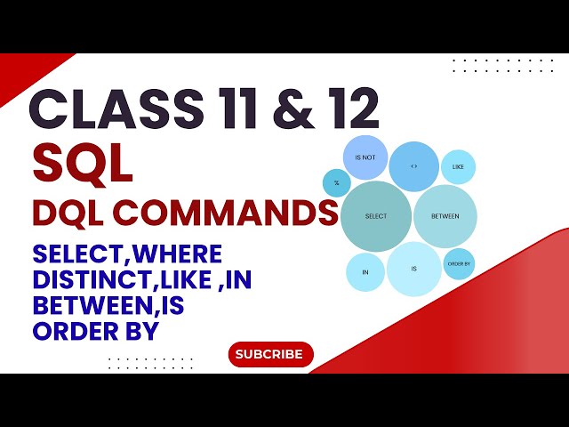 SQL DQL Command | Select ,Where,IN ,Like,IS, Between and Order By Clause (Class 11&12 CS/IP)  | CUET