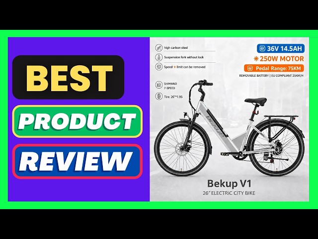 Bekup V1 26 Inch Electric City Bike 36V 14.5Ah Battery 250W Rear