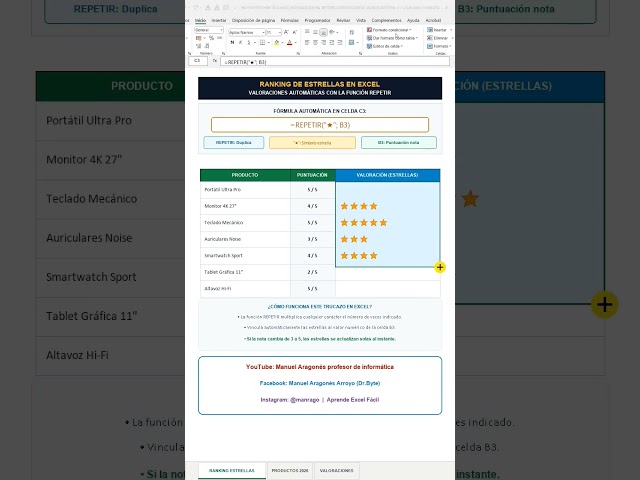 Still don't know how to create a star rating in Excel?⭐⭐⭐⭐⭐ #exceltips #excel