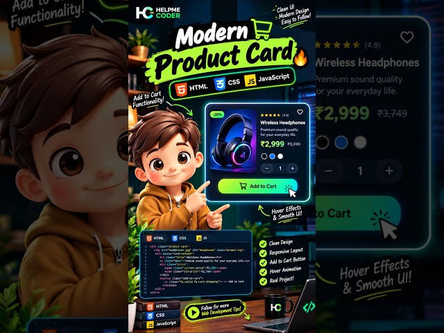 Modern Product Card 🛍️🔥 | HTML, CSS & JavaScript | Frontend UI Project 💻✨