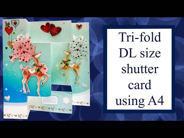 How-to Tutorial Tri Shutter DL card using A4 card. Card making. Fancy card folds. Dimensional card