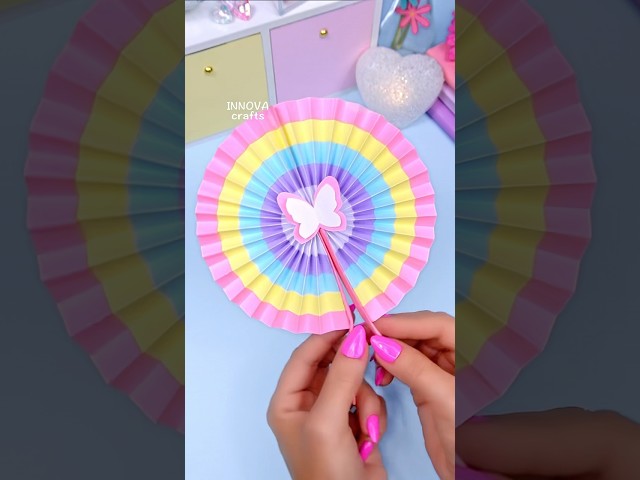 DIY Cute paper fan 🪭 Easy paper craft ideas #art #diy #papercraft #craft