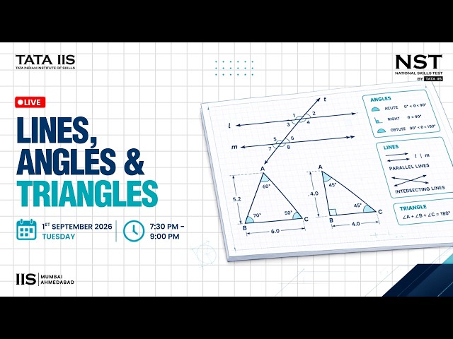 Angles, Lines & Triangles  National Skills Test (NST) Preparation Series by Tata IIS