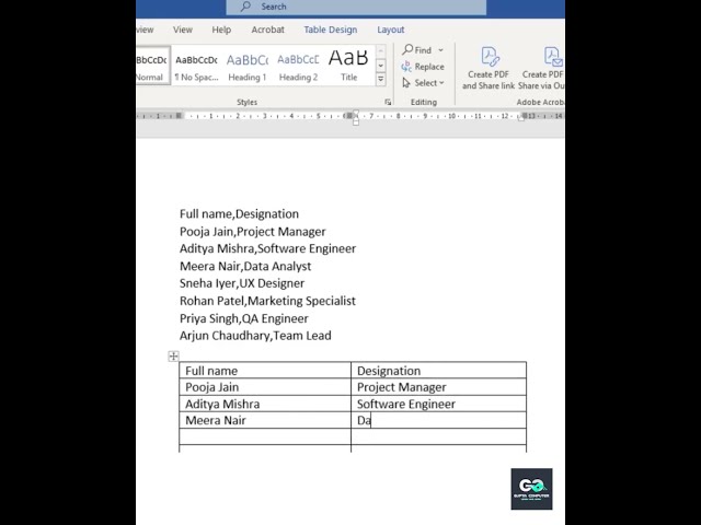 Convert Text to Table in Word Instantly! ⚡ | MS Word Shortcut #shorts