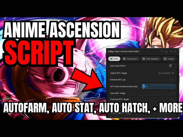 [ NEW ] Roblox Anime Ascension Script | Auto Farm, Auto Upgrade, Auto Hatch, Auto Trial, + More