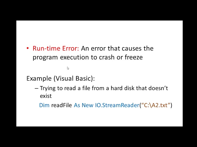 Types of Programming Errors