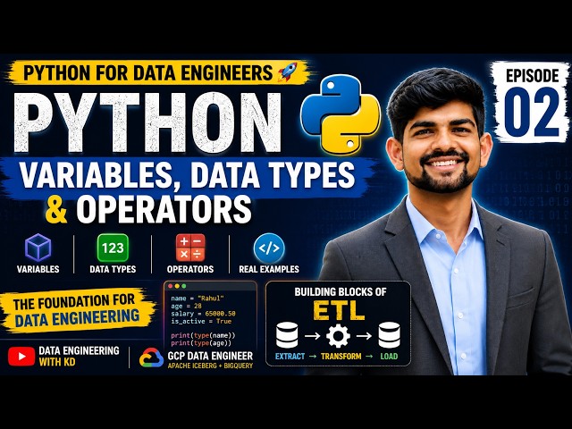 Python for Data Engineers — Episode 2 | Variables, Data Types & Operators