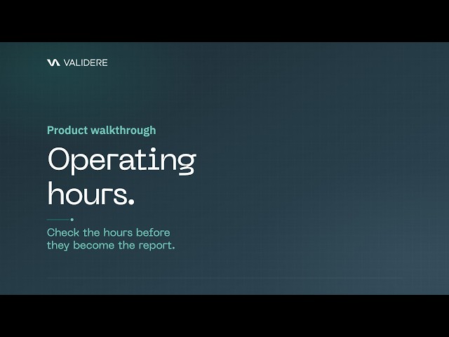 Operating Hours Data QA/QC Workflow Demo | Validere