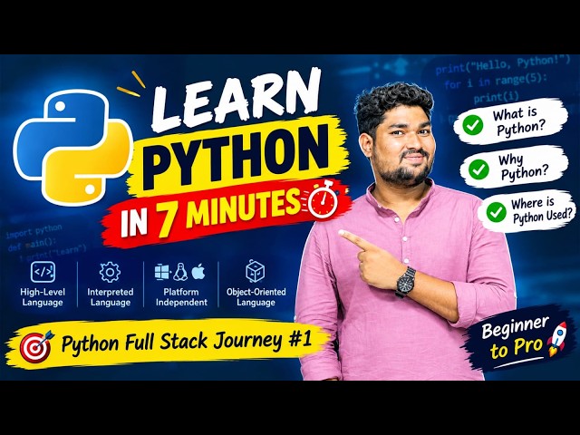 Learn Python in 7 Minutes | What is Python? Why Python? Where is Python Used? | Python for Beginners
