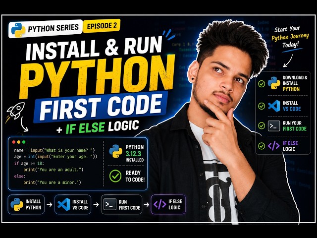 Python Tutorial #2 | Install Python, VS Code & Write Your First Program | Zero to AI Dev
